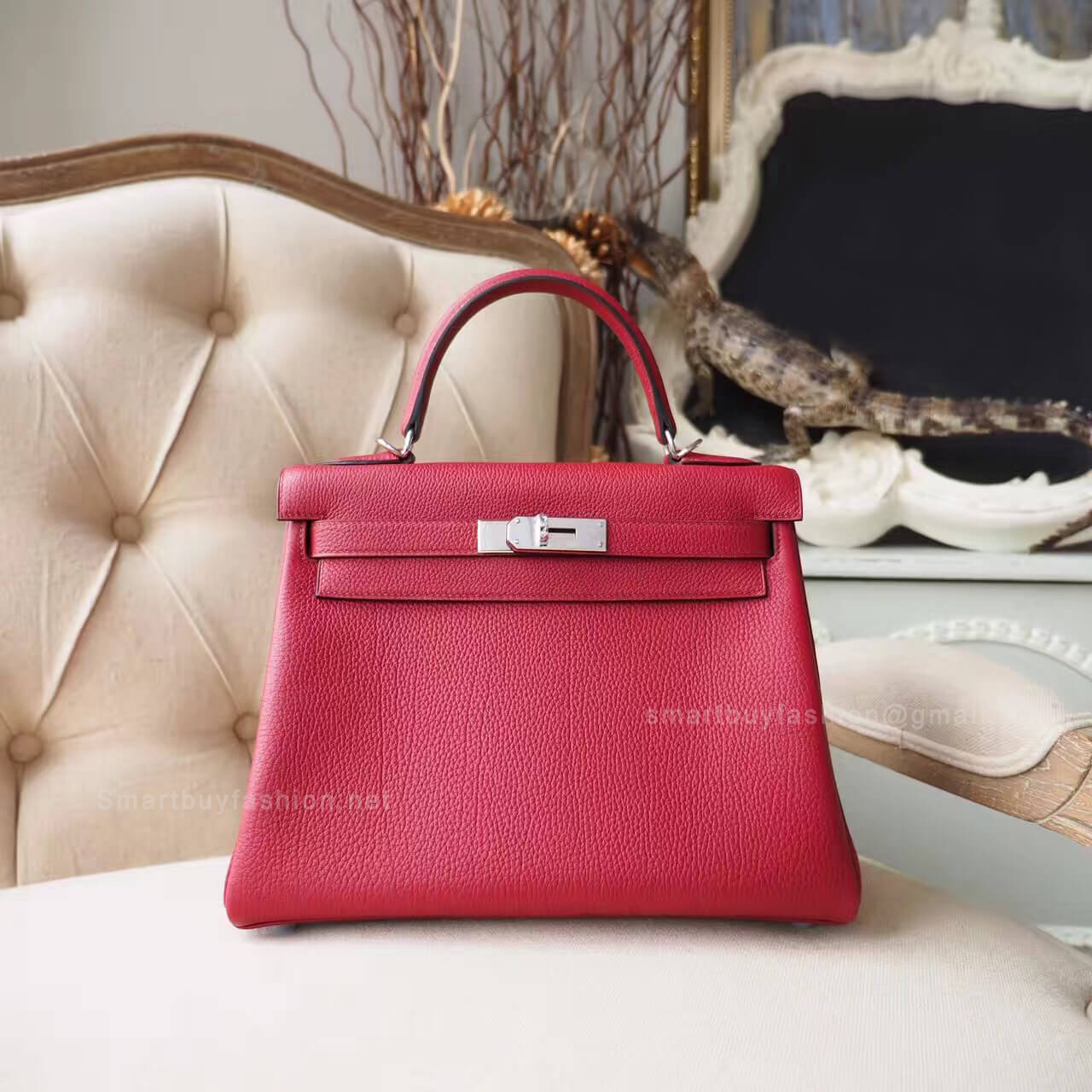 Hermes Kelly 28 Bag in k1 Rouge Grenade Togo PHW